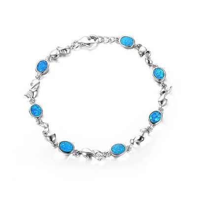 pulsera ópalos azules forma de elipse para mujer de plata