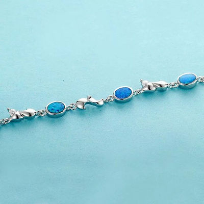 pulsera ópalos azules forma de elipse para mujer de plata - Foto 3