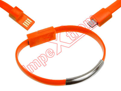 Pulsera y cabo de datos de USB uma naranja micro USB