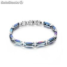 pulseras hombre de acero 316 baño oro azul