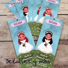 Punto de libro comunión &quot;Rosana&quot;. Marcapaginas personalizado para comunion