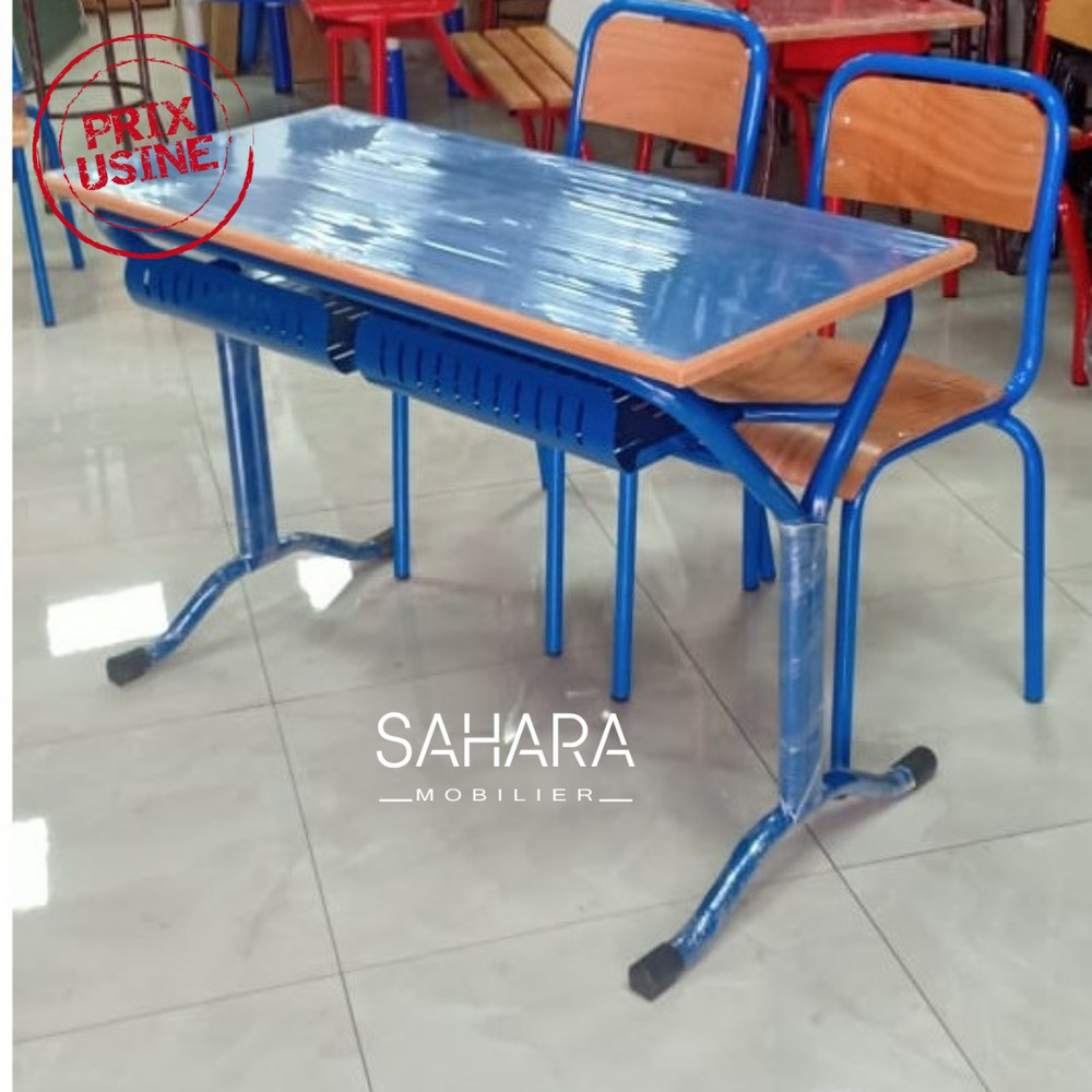 Pupitre scolaire biplace avec casier perforé A0512 – SAHARA MOBILIER