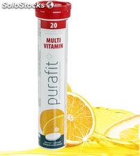 Purafit+ Multivitamine Sans Sucre Au Goût Orange 20 Comprimés Effervescents