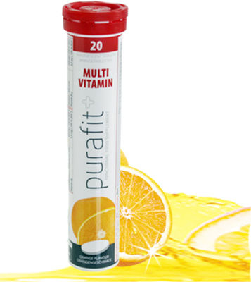 Purafit+ Multivitamine Sans Sucre Au Goût Orange 20 Comprimés Effervescents
