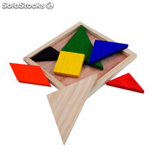Puzzle de madera con piezas multicolor para despertar e