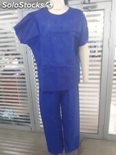 Pyjama de bloc mixte à usage unique Tunique 2 pièces, bleue TNT 70gr
