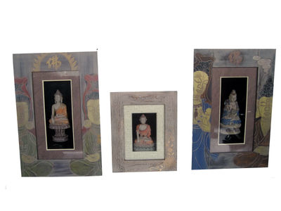 Quadri Zen con Budda e Kuan Yin con cornici in legno. Stock 40-