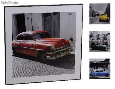 Quadro fotos carros velhos cores 60 x 60