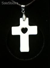 Quantum Scalar Energy Pendant Ivory Heart on Cross