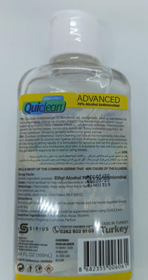 Quiclean Gel Hidroalcohólico Para Manos 100 ml %70 Alchohol