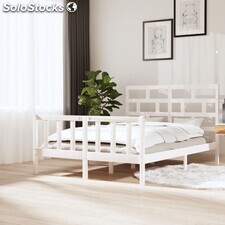 Rama łóżka, biała, lita sosna, 150x200 cm, 5FT, King Size