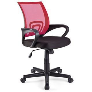 Reacondicionado Silla de oficina visto tela con asiento acolchado, en rojo