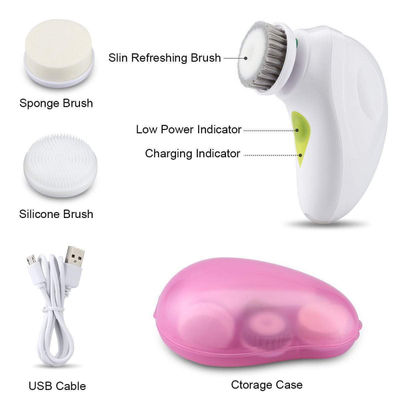 Rechargeable Handheld 3-in-1 Electric Facial Cleansing System - Photo 5