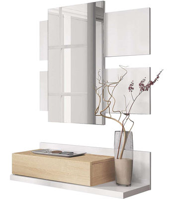 Recibidor con cajón + Espejo Modern en acabado madera natural 20 cm(alto)75