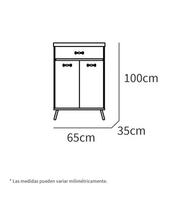 Recibidor zapatero dos puertas un cajon Valentina blanco 65 cm(ancho) 99 - Foto 2
