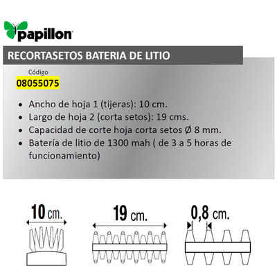 Recortasetos Papillon Bateria Litio 100 mm. - Foto 2