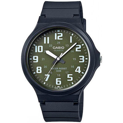 Casio MW240-1BV Reloj de cuarzo negro con pantalla analógica fácil de leer  para hombre, Negro/Negro, MW240-1BV