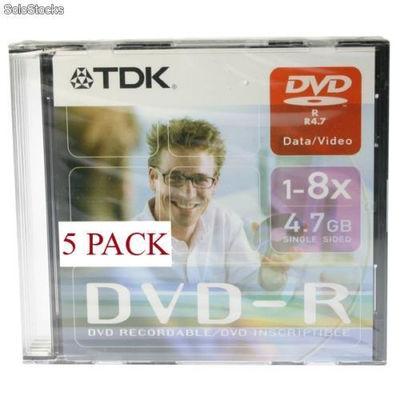 Ref. 31614 - DVD-R marca TDK 1-8x 4.7 GB. Caja Slim individual (Precio x Unidad)