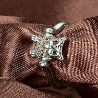 regalo anillo plata, joyería plata ley 925, diseño de búho con piedras amarillo - Foto 5