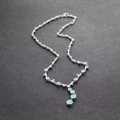 regalo de moda para mujer , collares de plata ley 925 con piedras Opal azules - Foto 5