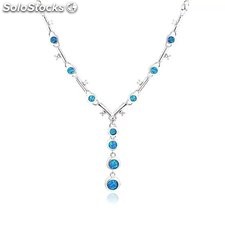 regalo de moda para mujer , collares de plata ley 925 con piedras Opal azules
