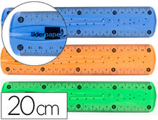 Regla liderpapel plastico flexible 20 cm colores surtidos