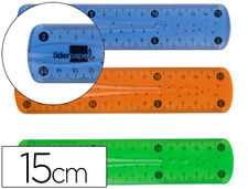 Regla liderpapel plastico flexible de 15 cm colores surtidos