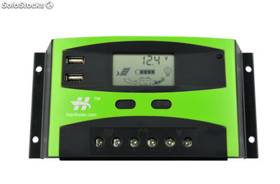 Regulador de carga solar 30A 12V/24V reconocimiento automático con pantalla LCD