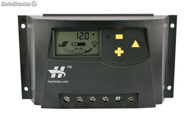 Regulador de carga solar doméstico 30A 12/24V con visor LCD