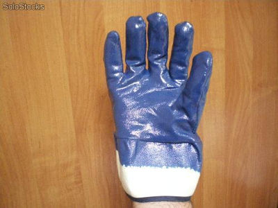 Rękawice robocze nitrylowe olejoodporne z mankietem niebieskie cało całozalewane