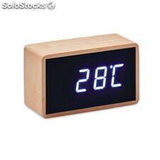 Relógio alarme LED capa bambú madeira MIMO9921-40