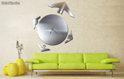 Reloj de pared design acero inox Mapamundo Globo emisferio
