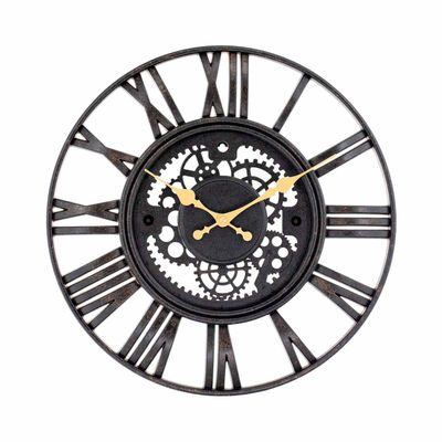 Reloj de Pared Vintage Troquelado Negro/Dorado 38 cm Thinia Home