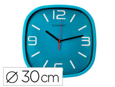 Reloj q-connect de pared de plastico redondo 30 cm movimiento silencioso color