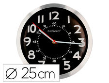 Reloj q-connect de pared metalico redondo 25 cm movimiento silencioso color