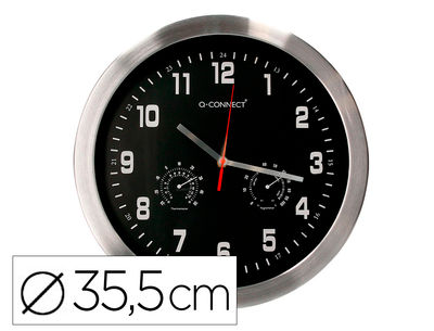 Reloj q-connect de pared metalico redondo 35,5 cm movimiento silencioso color