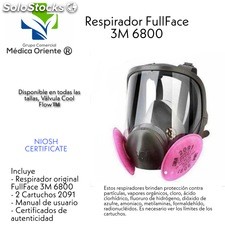 Respirador Full Face 3M 6800 Con cartuchos compatibles 2901