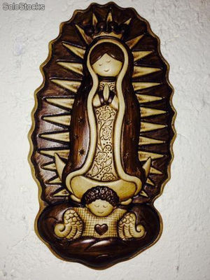 Retablo de la virgen de Guadalupe elaborado en ceramica y pintado a mano. - Foto 2
