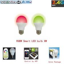 Rgb 6w ac85-265v inteligente bombilla led wifi bombilla led para Apple y Android