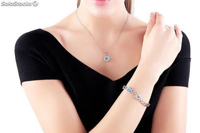 Rhodium-plated necklace mounted with Swarovski® Crystal and Cubic Zirconite. - Zdjęcie 2