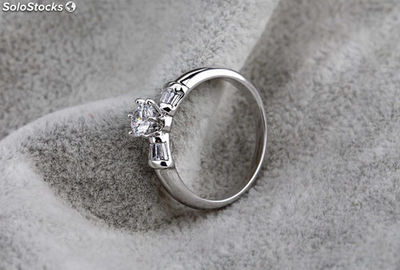 Rhodium plated ring made with Cubic Zircon.