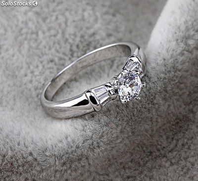 Rhodium plated ring made with Cubic Zircon. - Zdjęcie 2
