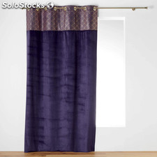 Rideau à oeillets 140 x 240 cm - velours - top imprimé - or duchesse violet