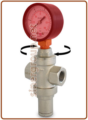 Riduttore di pressione acqua F/F 3/8&amp;quot;~1/2&amp;quot; con attacco manometro - Foto 5