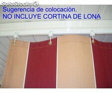 Riel para cortina exterior con poleas (150 centímetros de riel + 7 poleas)