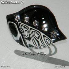 Ring aus Murano Glas mit Zircon Swarovski angebetter