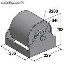 Rodillos de 20cm de diámetro para contenedores, con soporte