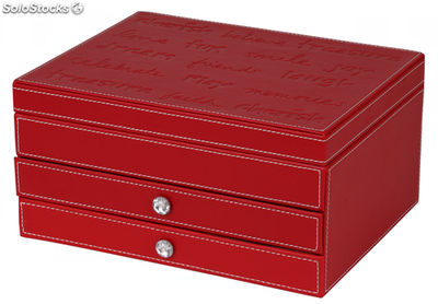 Rojo PU cuero caja de joyas con 3 capas - Foto 5