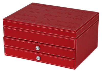 Rojo PU cuero caja de joyas con 3 capas - Foto 5