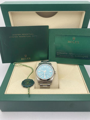 Rolex Oyster Perpetual 41mm Turquoise Blue Dial Box &amp;amp; Papers - Zdjęcie 2